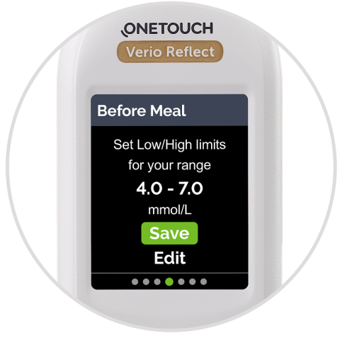 Confirm or Edit “Before Meal” and “After Meal” range limits